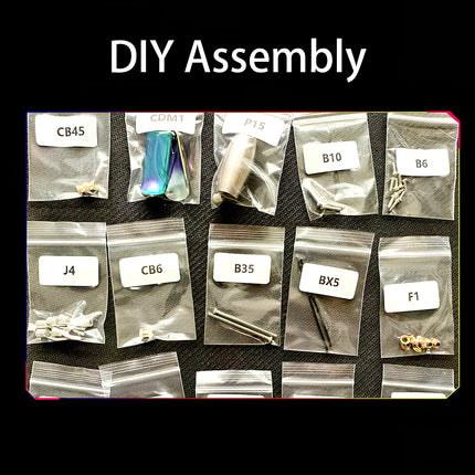  DIY Assembly kit components for "Mechanical Dazzling Armor", showing a well-organized 3D puzzle metal kit for steampunk enthusiasts.