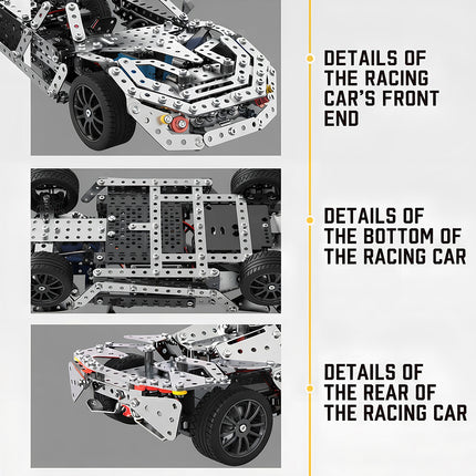 Tablefunny DIY 3D Stainless Steel Metal Assembly Sports Car Toy – Mechanical Racing Model & RC Vehicle Building Kit for Adults & Teens