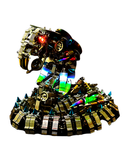 Steampunk Mechanical Cobra 3D Puzzle Metal Kit (Luminous Accent Design) - A captivating fun toy for mechanics and art lovers, this DIY-assembled piece features a mechanical cobra with glowing red eyes, multi-colored luminous components, intricate gears, and spiked metallic scales. It embodies "a fusion of mechanical artistry and luminous drama", challenging you to craft a visually striking piece of artistry with precision.