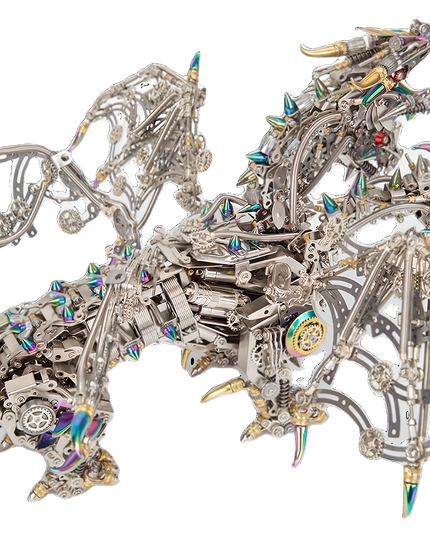 Intricate metal assembly dragon model, a unique desktop centerpiece for fantasy and steampunk enthusiasts