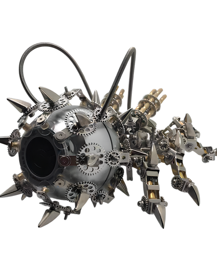 Spiked steampunk sphere metal model with gears. This unique DIY 3D puzzle is part of our Metal Kits, offering a challenging yet funny table building experience for any metal model enthusiast looking for a "table funny" project