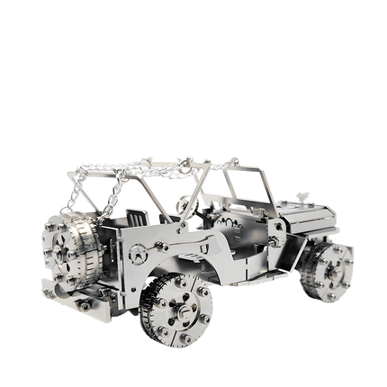  Rear view of a detailed Jeep Metal Kits, a engaging DIY 3D puzzle. This metal model is a great addition to any funny table collection.