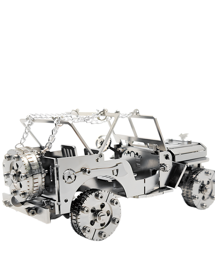 Tablefunny 3D Assembly Stainless Steel Jeep Model, Creative Car Decorative Piece