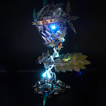 Finished 3D puzzle Metal Kits project with integrated LED lighting, an exquisite metal model with a chameleon metallic finish.