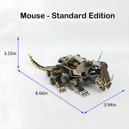 Steampunk Mechanical Mouse 3D Puzzle Metal Kit (Standard Edition) - A classic DIY project from Table Funny for mechanics and steampunk enthusiasts, this self-assembled creation presents a mechanical mouse with metallic components, intricate gear-driven mechanisms, and vintage-inspired design. It’s a desk-worthy Table Funny signature piece that blends engineering precision with artistic creativity, ideal for those seeking a traditional build and a distinctive display.