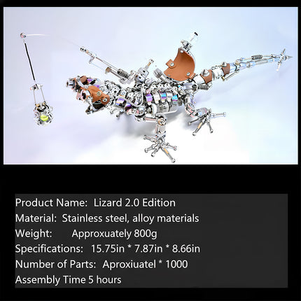  Steampunk mechanical lizard metal model with a fishing lure, a detailed 3D puzzle metal kit for mechanical steampunk art and hobbies.