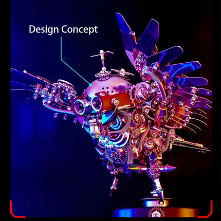  Design concept of an elaborate metal model kit owl, a visionary metallic 3D puzzle that embodies innovative mechanical metal artistry.