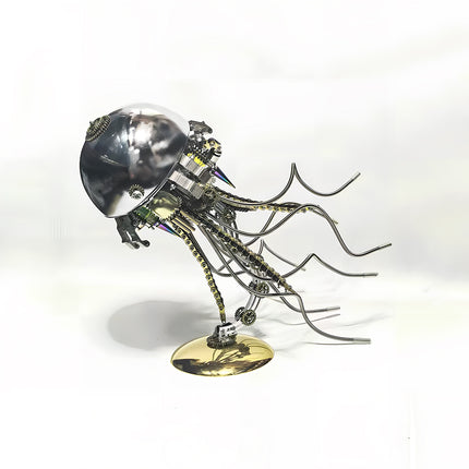 Tablefunny 3D Metal Mechanical Jellyfish Model Kit – DIY Steampunk Puzzle with LED Light