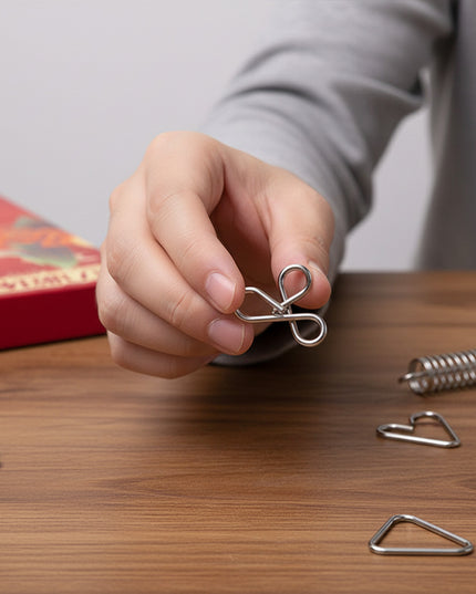 Tablefunny Challenge Your Mind! 40-in-1 Metal Puzzle Disentanglement Game Set - Classic Brain Teaser