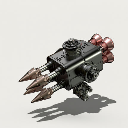 Table Funny 3D Puzzle Metal Kits Mechanical Weapon Artwork - A sleek, tactical creation for DIY enthusiasts, industrial/mechanical design lovers, and decor admirers, this piece from Table Funny is an elaborate mechanical weapon assembled from 3D puzzle metal kits. It features a black-and-bronze metallic structure, exposed gear mechanics, poseable projectile segments, and multi-part articulated joints, paired with a futuristic military-industrial aesthetic