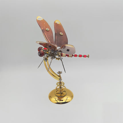DIY 3D Puzzle Metal Kits - Premium Steampunk Dragonfly Metal Model with Gear Stand: Luxury Gift for Collectors, Ideal for Elegant Funny Table Decor