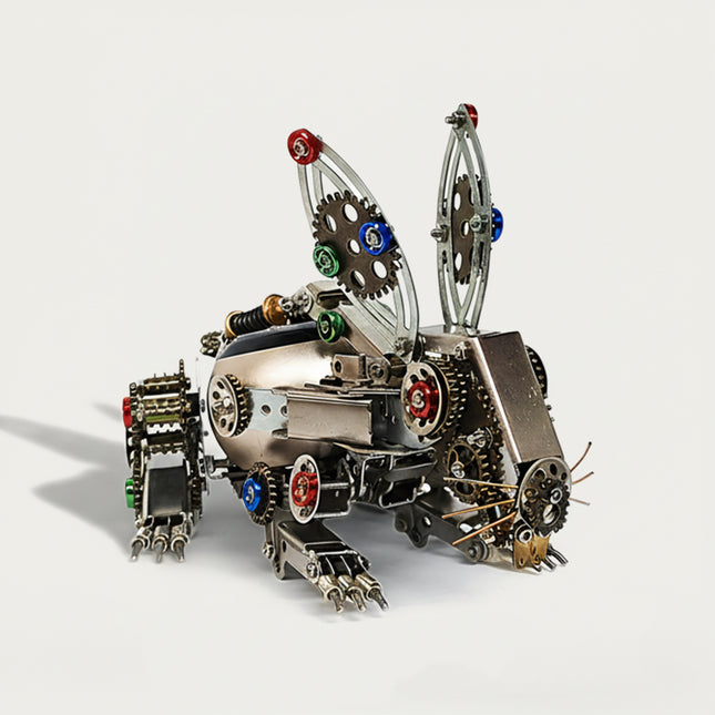 Steampunk Mechanical Rabbit 3D-Puzzle-Metallbausatz mit Lautsprecher-Edition – Erleben Sie eine reizvolle Herausforderung beim Zusammenbau mit farbenfrohen Getriebedetails. Dieses hochwertige Metallmodell ist ein einzigartiges Steampunk-Sammlerstück für eine originelle Wohnraumdekoration, interaktives Spielen und weit mehr als nur eine Schreibtischverzierung.