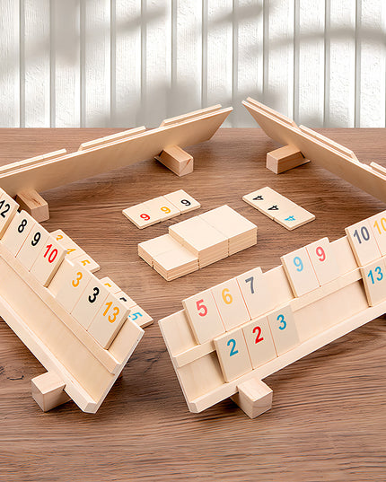 Tablefunny Large Size Wooden Number Card Game Set | Family-Friendly Rummikub Style Strategy Game