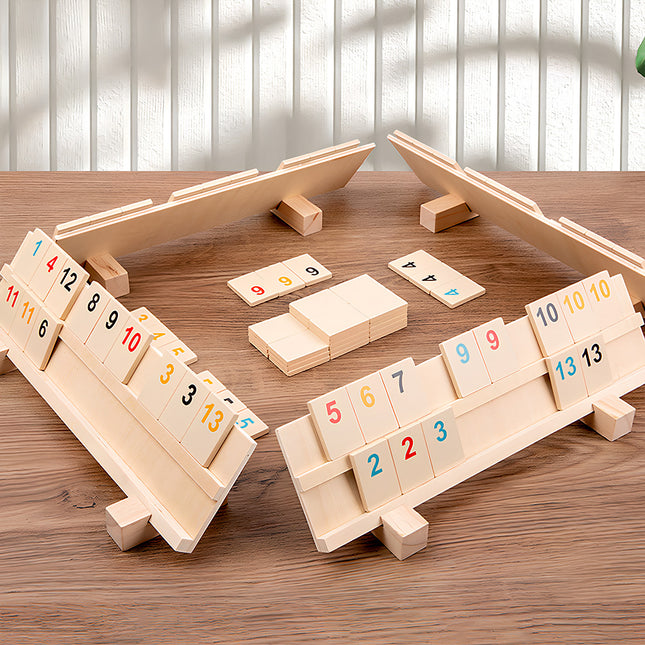 Tablefunny Large Size Wooden Number Card Game Set | Family-Friendly Rummikub Style Strategy Game