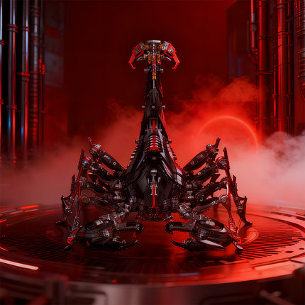 Dramatic Red-Lit Mechanical Scorpion 3D Puzzle Metal Model - Hand-Assembled DIY Metal Kits as Bold Funny Table Centerpiece for Tech-Inspired Spaces