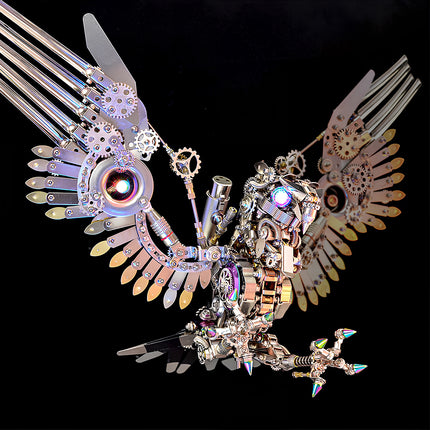  Distinctive metal model kit bird with intricate spread wings, a challenging metallic 3D puzzle that showcases fine maquette en métal craftsmanship.