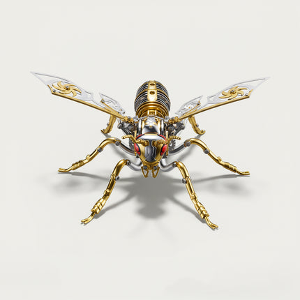 Exquisite silver and gold metal insect model kit, a sophisticated 3D mechanical puzzle.