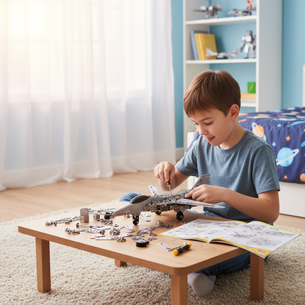 Table Funny Mechanical Jet 3D Metal Puzzle Kit for Kids - An engaging project for young aviation fans, engineering learners, and hands-on children, this creation from Table Funny presents a mechanical jet with metallic components, child-friendly structural mechanisms, and educational aviation styling, highlighted by safe assembly tools and an easy-to-follow instruction manual. It’s a rewarding Table Funny build experience for kids that merges playful exploration, aviation cognition, and developmental fun.
