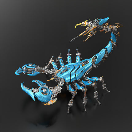 High-Gloss Cyan Mechanical Scorpion 3D Metal Puzzle - Polished Metallic Accents DIY Metal Kits with Intricate Panel Lines for Premium Funny Table Decor