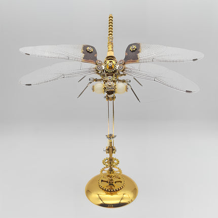 DIY 3D Puzzle Metal Kits - Steampunk Dragonfly Metal Model with Gear Stand: Admire Details Like Veined Wings & Gold-Plated Gears, Perfect Funny Table Decor