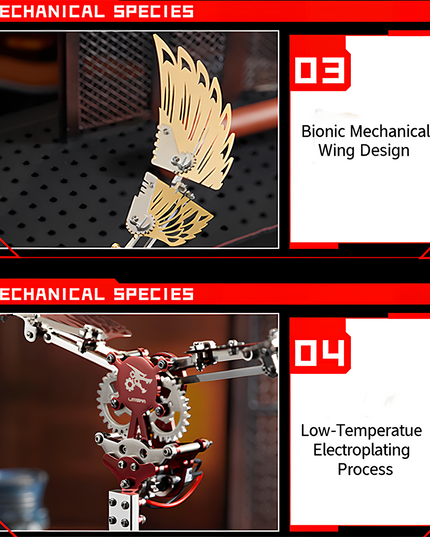 This is a material and core component specification diagram for a mechanical model. Such designs demonstrate the model's professionalism in material selection and power systems, ensuring product quality while delivering an accurate mechanical linkage experience for users.