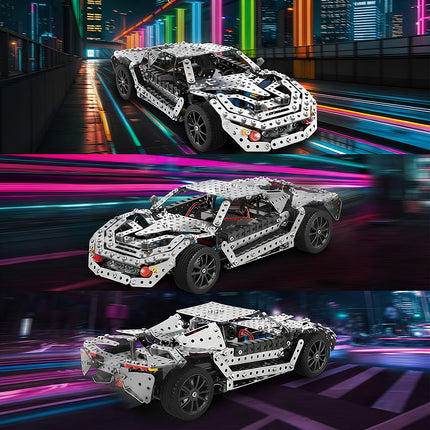 Tablefunny DIY 3D Stainless Steel Metal Assembly Sports Car Toy – Mechanical Racing Model & RC Vehicle Building Kit for Adults & Teens