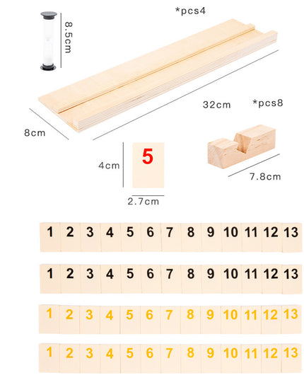 Tablefunny Large Size Wooden Number Card Game Set | Family-Friendly Rummikub Style Strategy Game