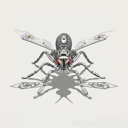 Front view of a stunning silver and gold metal insect, ideal as a decorative puzzle métallique 3d.