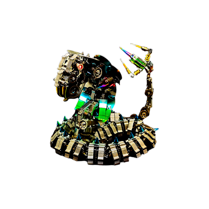Steampunk Mechanical Cobra 3D Puzzle Metal Kit (Dynamic Pose Design) - A dynamic fun toy for mechanics and design enthusiasts, this DIY-assembled piece features a mechanical cobra in a striking pose, with glowing red eyes, intricate gears, and colorful, articulated components. It embodies "a fusion of mechanical ingenuity and reptilian dynamism", challenging you to craft a piece of kinetic artistry with precision.