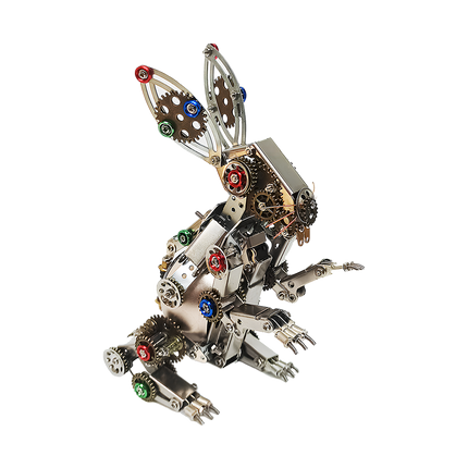 Steampunk Mechanical Rabbit 3D Puzzle Metal Kit by Table Funny - A captivating DIY project for mechanics and steampunk aficionados, this self-assembled creation showcases a mechanical rabbit with metallic elements, intricate multi-colored gear systems, and retro-futuristic design. It’s a statement Table Funny piece for desks, merging engineering finesse with artistic ingenuity, perfect for enthusiasts craving a unique build and eye-catching decor.