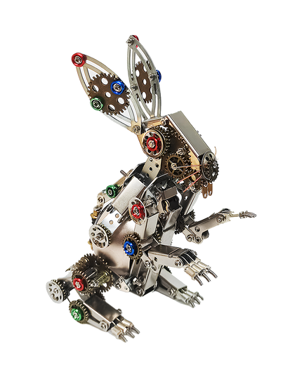 Steampunk Mechanical Rabbit 3D Puzzle Metal Kit by Table Funny - A captivating DIY project for mechanics and steampunk aficionados, this self-assembled creation showcases a mechanical rabbit with metallic elements, intricate multi-colored gear systems, and retro-futuristic design. It’s a statement Table Funny piece for desks, merging engineering finesse with artistic ingenuity, perfect for enthusiasts craving a unique build and eye-catching decor.