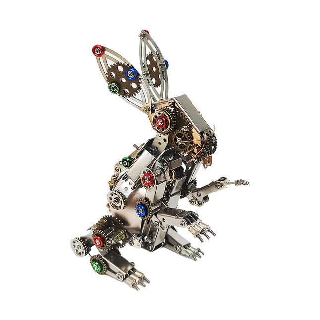 Steampunk Mechanical Rabbit 3D Puzzle Metal Kit by Table Funny - A captivating DIY project for mechanics and steampunk aficionados, this self-assembled creation showcases a mechanical rabbit with metallic elements, intricate multi-colored gear systems, and retro-futuristic design. It’s a statement Table Funny piece for desks, merging engineering finesse with artistic ingenuity, perfect for enthusiasts craving a unique build and eye-catching decor.