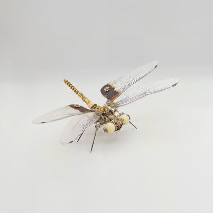 Funny Table Craft Piece - 3D Puzzle Metal Kits DIY Steampunk Dragonfly Metal Model: Assemble Intricate Parts (Gold-Plated Tail, Veined Wings) for a Refined Desk Decor