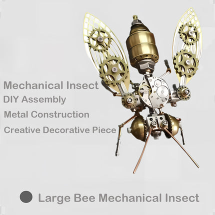 This is a DIY 3D metal puzzle (named "Large Bee Mechanical Insect"), crafted from metal. It features brass/silver-toned gears, wing structures, and articulated parts, designed as a creative decorative piece.Highlighted by steampunk-style mechanical details and hands-on assembly, it’s a charming decor item blending puzzle art and insect-themed mechanical design.