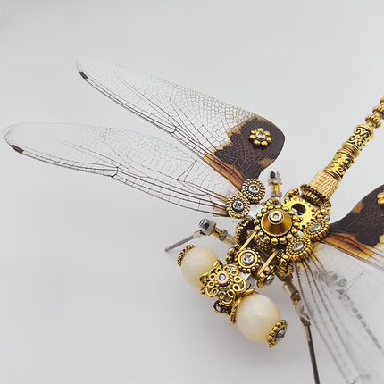Funny Table Craft Decor - 3D Puzzle Metal Kits DIY Steampunk Dragonfly Metal Model: Assemble Delicate Parts (Lace-Like Wings, Jeweled Gears) for a Sophisticated Desk Piece