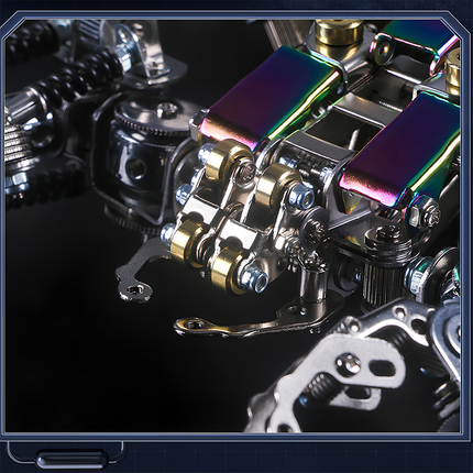 Table Funny Steampunk Mechanical Scorpion 3D Puzzle Metal Kit - A meticulous project for mechanics, steampunk fans, and detail-oriented enthusiasts, this close-up showcases a mechanical scorpion’s component with iridescent metallic accents, intricate gear-driven mechanisms, and precision-engineered parts. It’s a testament to Table Funny’s commitment to engineering precision and artistic creativity, ideal for those seeking a build with exceptional detail and a distinctive, high-quality display.