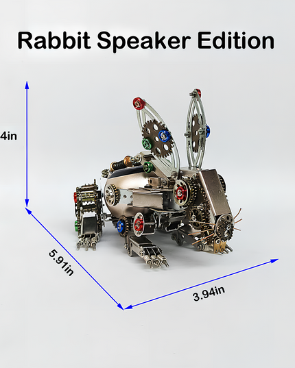 Steampunk Mechanical Rabbit 3D Puzzle Metal Kit (Speaker Edition) by Table Funny - An innovative DIY project for mechanics and tech-art enthusiasts, this self-assembled creation presents a mechanical rabbit with metallic components, colorful gear-driven mechanisms, and a speaker-integrated design. It’s a desk-worthy Table Funny signature piece that blends engineering precision, artistic creativity, and functional design, ideal for those seeking a unique, multi-functional build and a distinctive display.