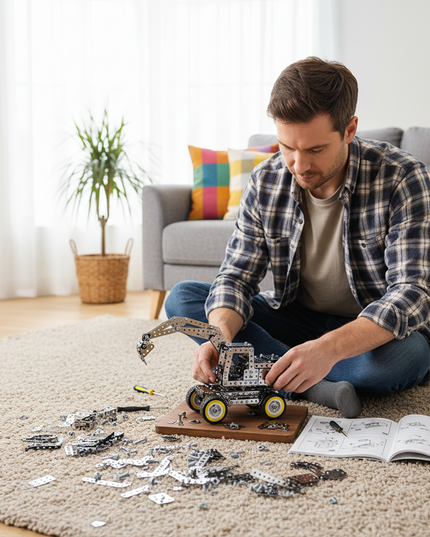 Table Funny Mechanical Excavator 3D Metal Puzzle Kit - An engaging project for mechanics, engineering enthusiasts, and hands-on hobbyists, this creation from Table Funny presents a mechanical excavator with metallic components, precise structural mechanisms, and realistic engineering styling, highlighted by detachable parts and a detailed assembly manual. It’s a rewarding Table Funny build experience that merges industrial inspiration, mechanical ingenuity, and leisure enjoyment.