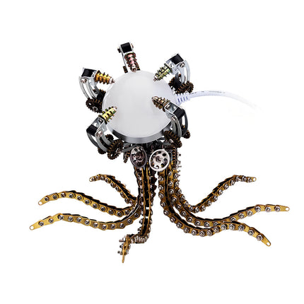 Steampunk octopus LED lamp metal model, a creative funny table night light and DIY 3D puzzle from the Tablefunny metal kits collection.
