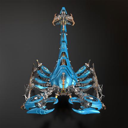 Mecha-Styled Cyan & Silver Scorpion 3D Puzzle Metal Kits - Segmented Armor DIY Metal Model with Exposed Gear Joints for Detail-Focused Funny Table Collectors
