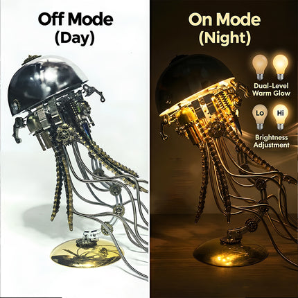 Tablefunny 3D Metal Mechanical Jellyfish Model Kit – DIY Steampunk Puzzle with LED Light