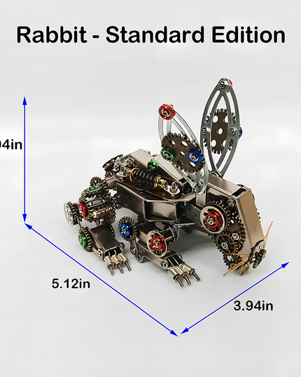 Steampunk Mechanical Rabbit 3D Puzzle Metal Kit (Standard Edition) by Table Funny - A classic DIY project for mechanics and steampunk lovers, this self-assembled creation presents a mechanical rabbit with metallic components, colorful gear-driven mechanisms, and vintage-inspired design. It’s a desk-worthy Table Funny signature piece that blends engineering precision with artistic creativity, ideal for those seeking a traditional build and a distinctive display.