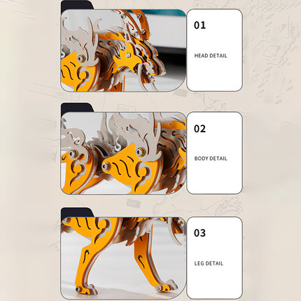 Tablefunny Siberian Wolf King DIY Metal Kit Model, Fun Desktop Display