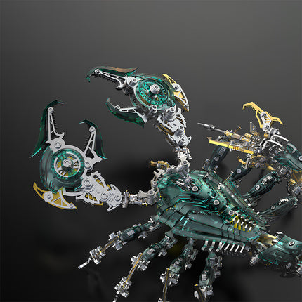Fantasy-Inspired Translucent Teal Scorpion 3D Puzzle Metal Model - Gear-Exposed DIY Metal Kits with Dramatic Claw Details for Whimsical Funny Table Statement Displays