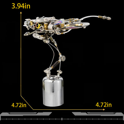 Dimensions of a compact metallic 3D puzzle flying ray, a collectible metal model kit.