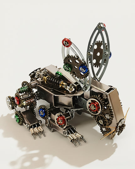 Steampunk Mechanical Rabbit Variant 3D puzzle Metal Kits - Delight in fun and challenging DIY assembly with intricate multi-colored gear mechanics, a whimsical yet industrial-chic premium metal model perfect for eclectic boutique decor, engaging play, and a rare steampunk collection beyond ordinary funny table uses