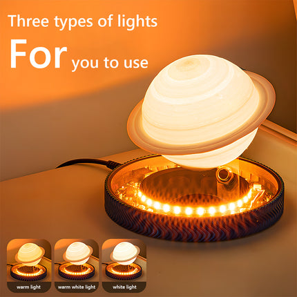Magnetic levitating 3D Saturn lamp with three switchable light modes: warm, warm white, and white
