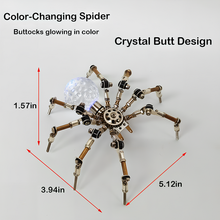 Mechanical Spider 3D Puzzle Metal Kit (Crystal Butt Design) - A stunning fun toy for mechanics and design enthusiasts, this DIY-assembled tabletop gem features a mechanical spider design with a transparent, glowing crystal-like body part and intricate metallic limb details.it challenges you to engineer a piece of elegance with precision. It’s also a testament to meticulous craftsmanship, ideal for collectors of mechanical models and lovers of industrial art with a luminous, distinctive twist.