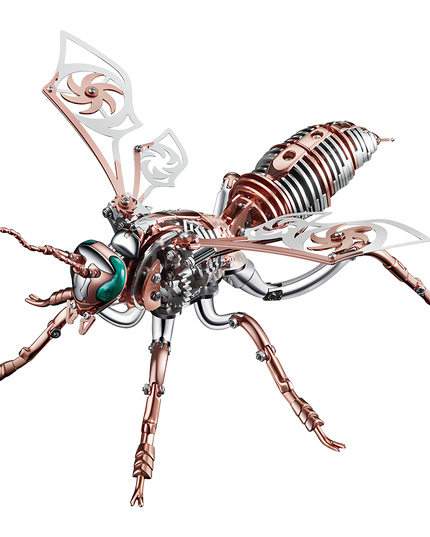 Steampunk Mechanical Wasp 3D Metal Puzzle Kit (Rose Gold & Silver Edition) - A sophisticated project for mechanics, steampunk devotees, and color-block design enthusiasts, this creation presents a mechanical wasp with metallic components, intricate gear-driven mechanisms, and futuristic-vintage styling in a refined rose gold and silver finish. It’s a desk-centerpiece-worthy signature piece that balances elegance and industrial ingenuity.