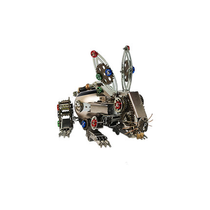 Steampunk Mechanical Rabbit 3D Puzzle Metal Kit by Table Funny - A vibrant DIY project for mechanics and steampunk lovers, this self-assembled creation presents a mechanical rabbit with metallic components, colorful gear-driven mechanisms, and vintage-inspired design. It’s a desk-worthy Table Funny signature piece that blends engineering precision with artistic creativity, ideal for those seeking a colorful build and a distinctive display.